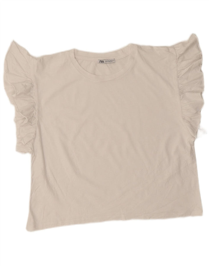 Tricou Crop supradimensionat pentru femei Zara UK 10 Small White
