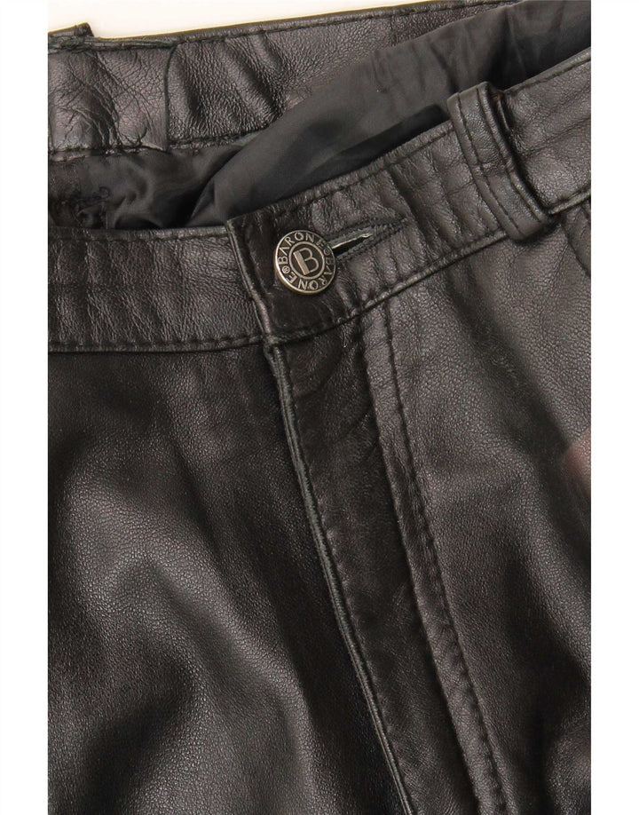 Pantaloni drepti din piele pentru femei Barone L30 L33 negri