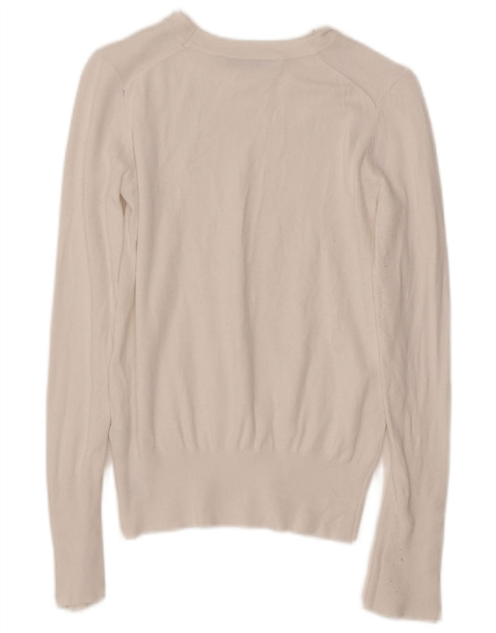 Pulover de damă ZARA cu gât de barcă din viscoză albă mică