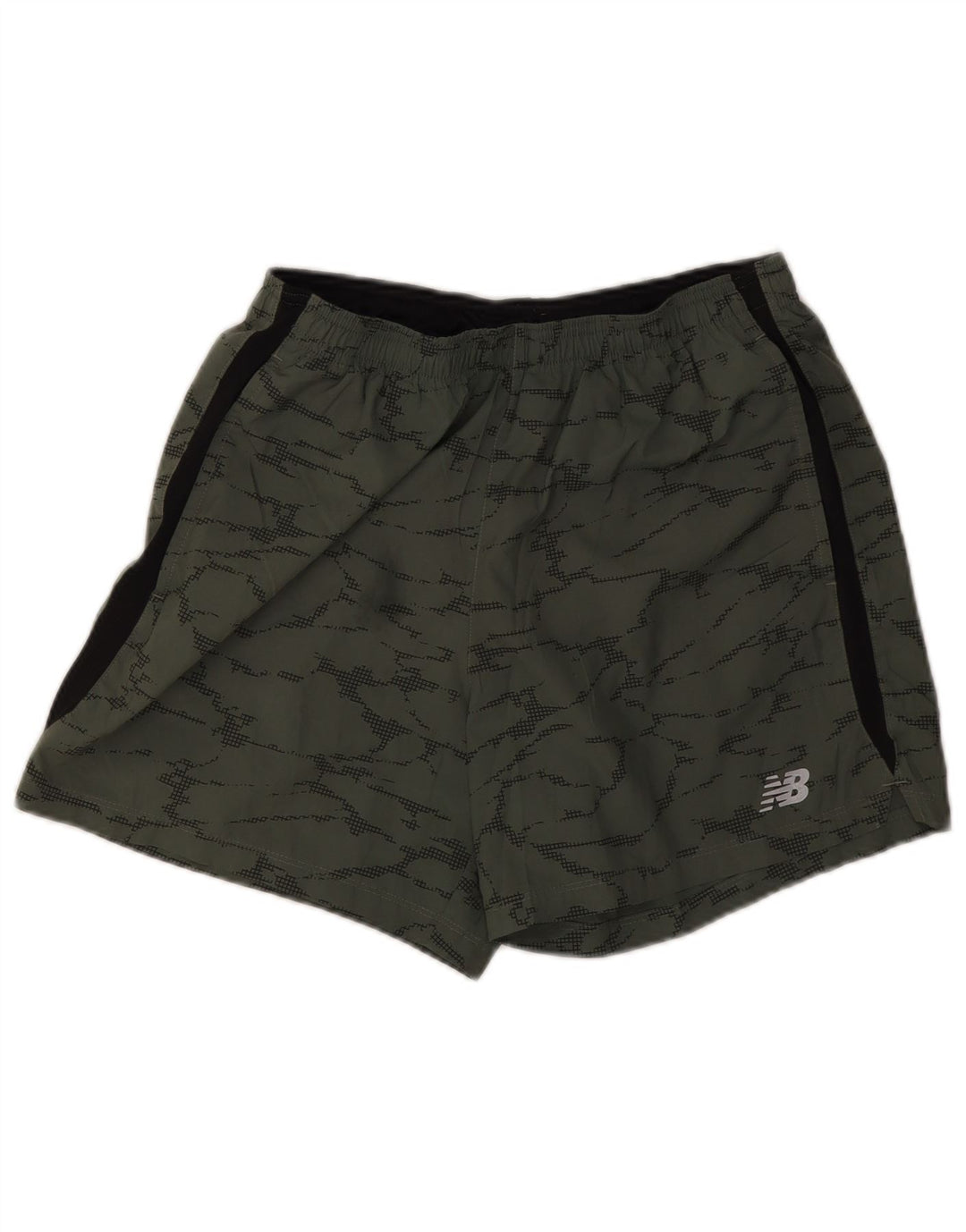Pantaloni scurți sport New Balance pentru bărbați, poliester camuflaj mediu kaki