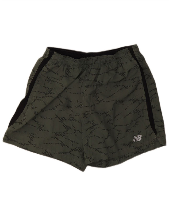 Pantaloni scurți sport New Balance pentru bărbați, poliester camuflaj mediu kaki