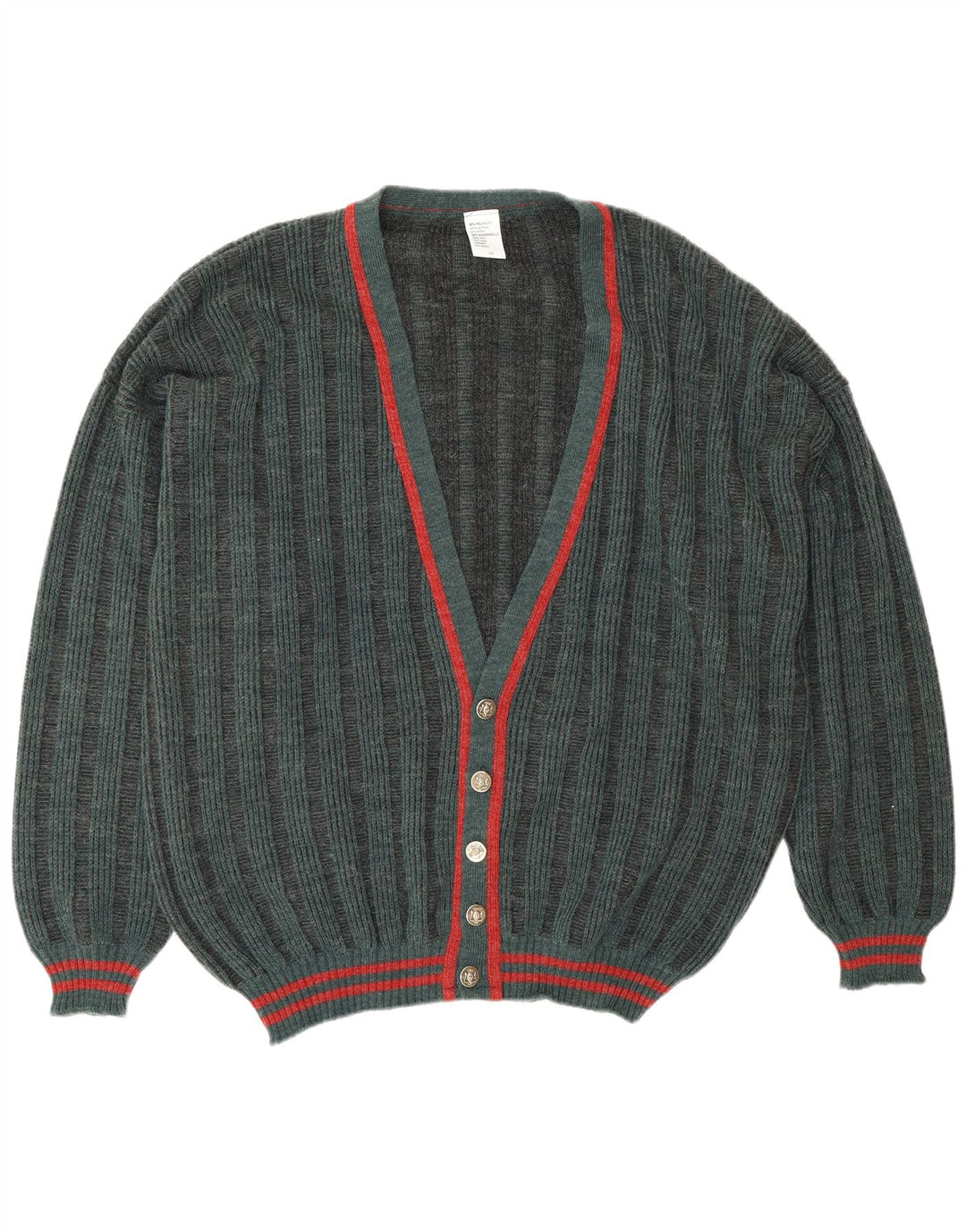 Pulover cardigan pentru bărbați VINTAGE IT 58 3XL Poliacrilic cu dungi verzi