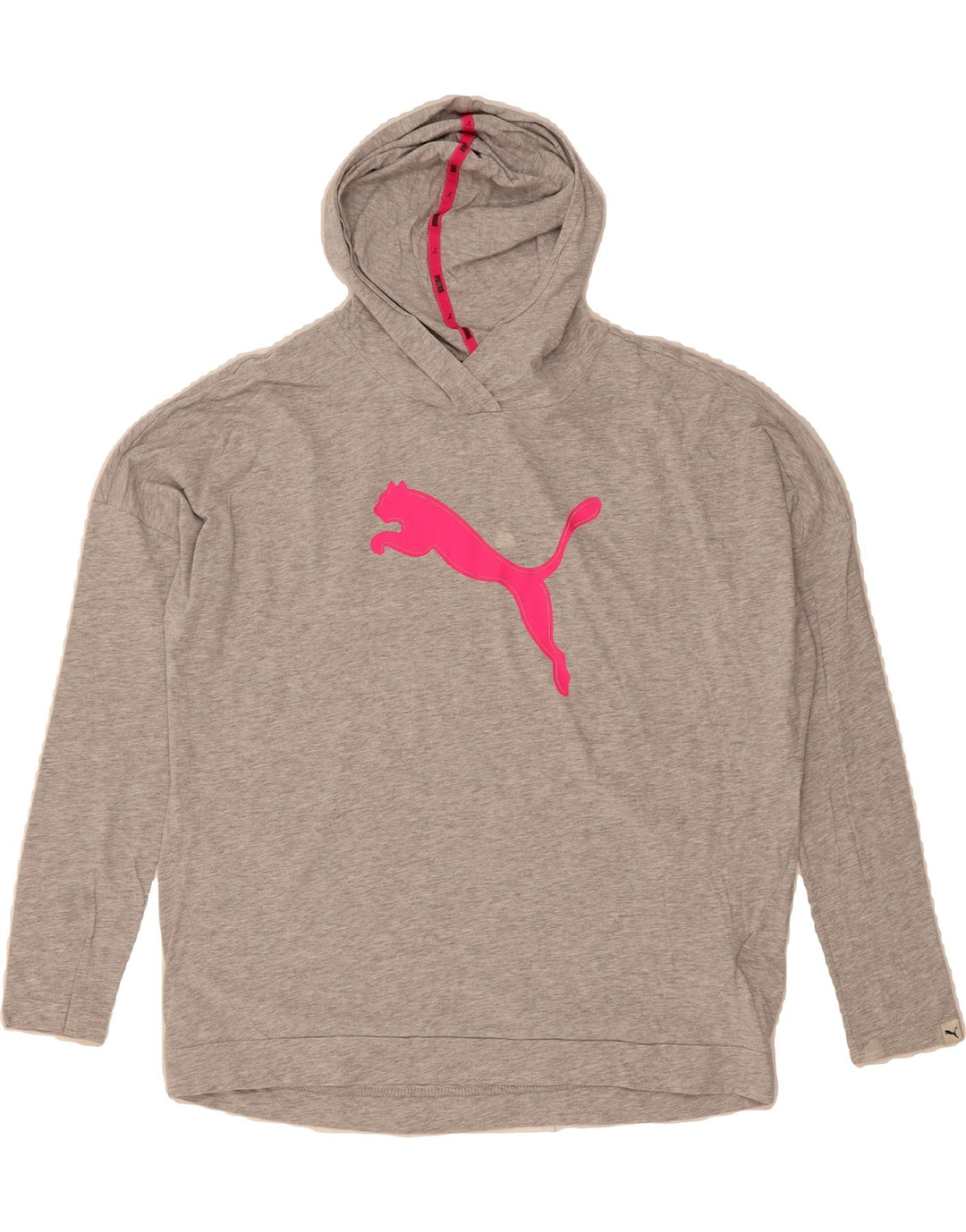 PUMA Womens Oversized Graphic Hoodie Jumper UK 12 Medium  Grey Cotton Vintage Puma and Second-Hand Puma from Messina Hembry 