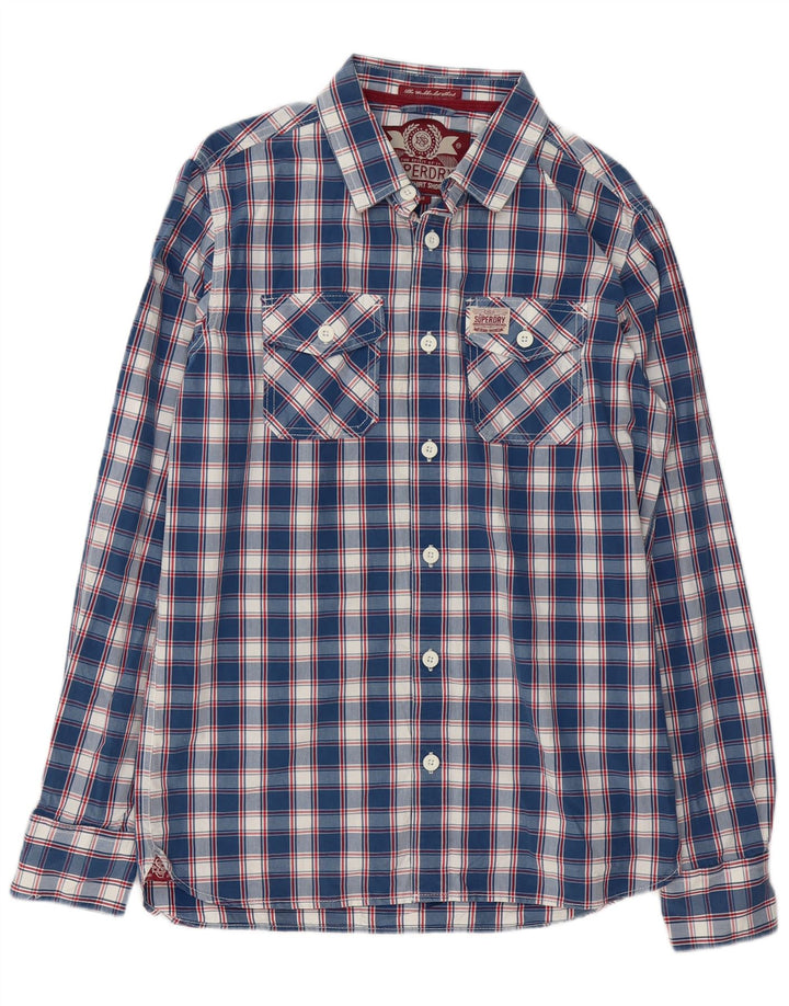 Cămașă pentru bărbați Superdry din bumbac cu carouri albastre mari