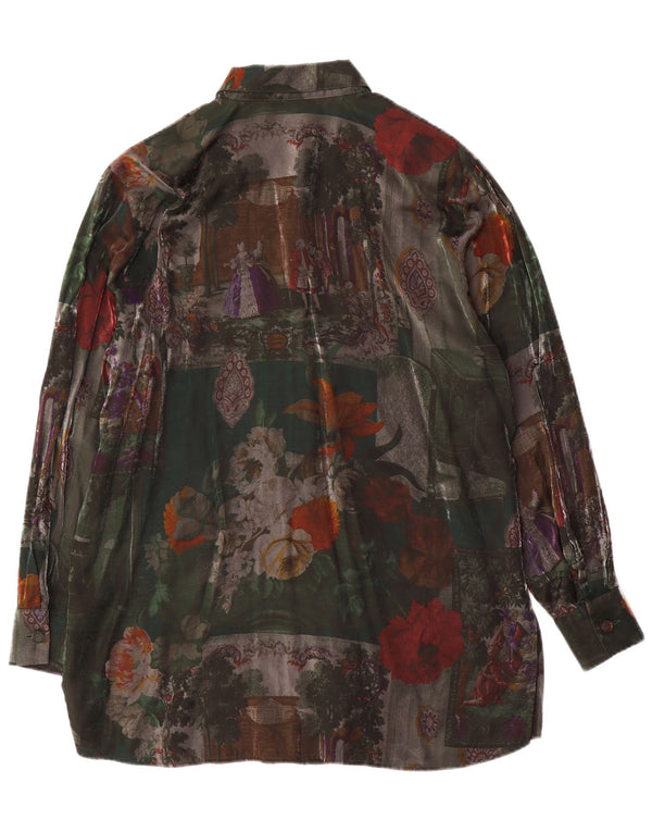 Bluză cămașă cu paragate supradimensionate Schmeinck pentru femei UK 18 XL, verde, florală