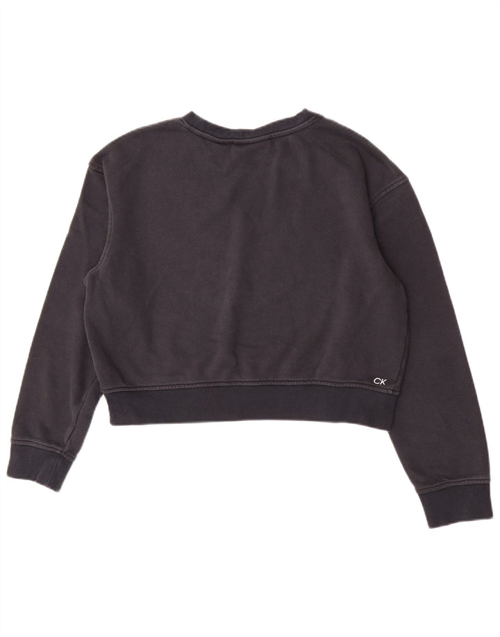 Pulover Calvin Klein pentru damă cu grafic Crop Pulover UK 14 Medium Bleumarin