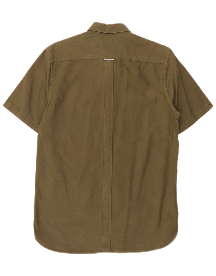 Cămașă Fred Perry pentru bărbați, cu mânecă scurtă, în formă regulată, din bumbac verde mic