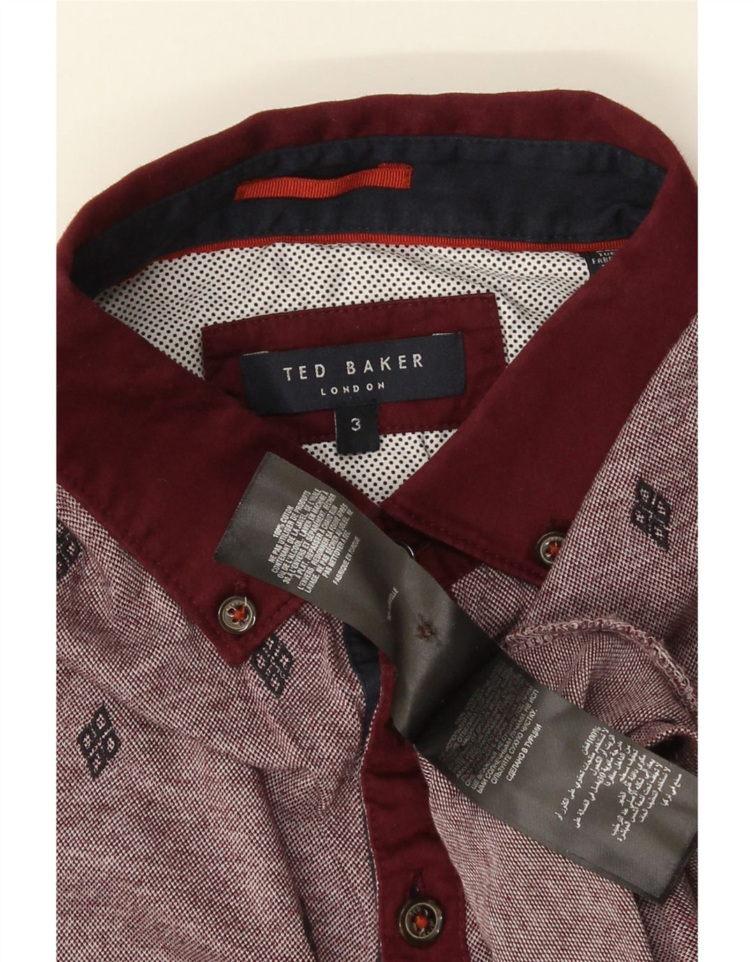 Tricou polo pentru bărbați Ted Baker Mărimea 3, bumbac cu pete burgundy mediu