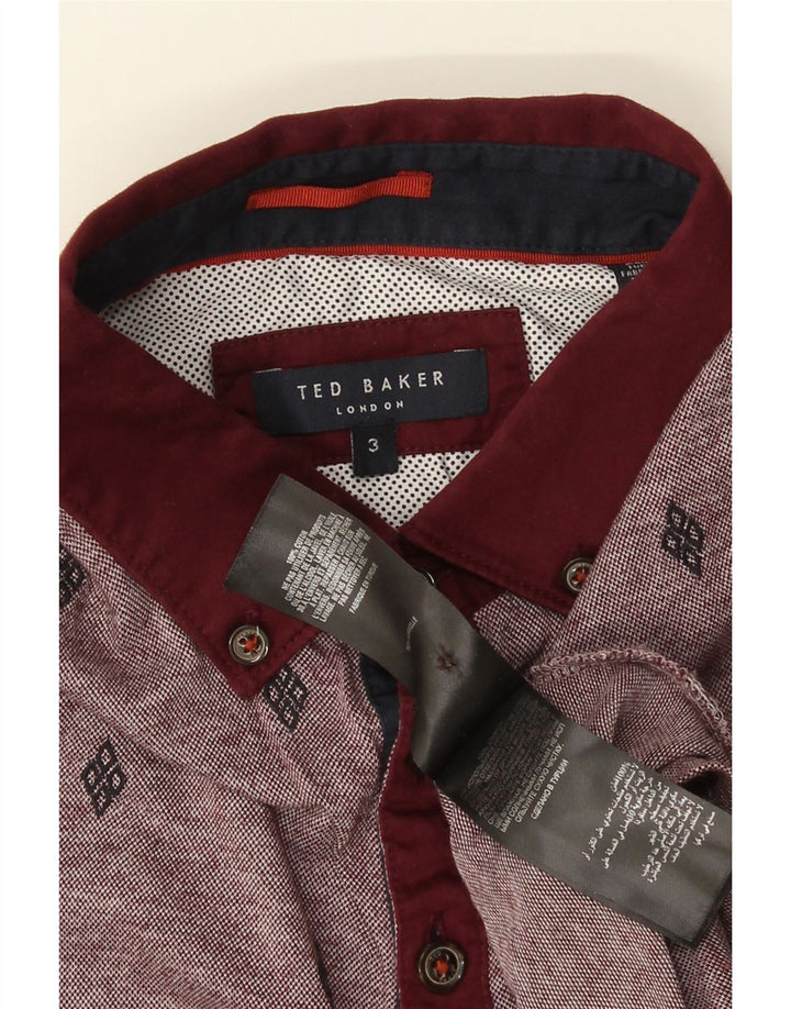 Tricou polo pentru bărbați Ted Baker Mărimea 3, bumbac cu pete burgundy mediu