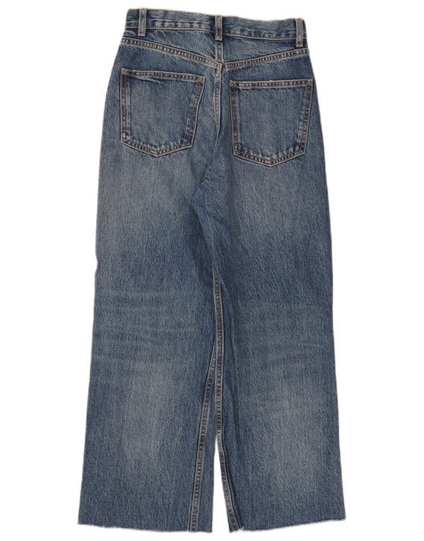 Blugi Zara femei cu talie înaltă cu picioare largi EU 34 2XS L24 L24 Albastru Bumbac