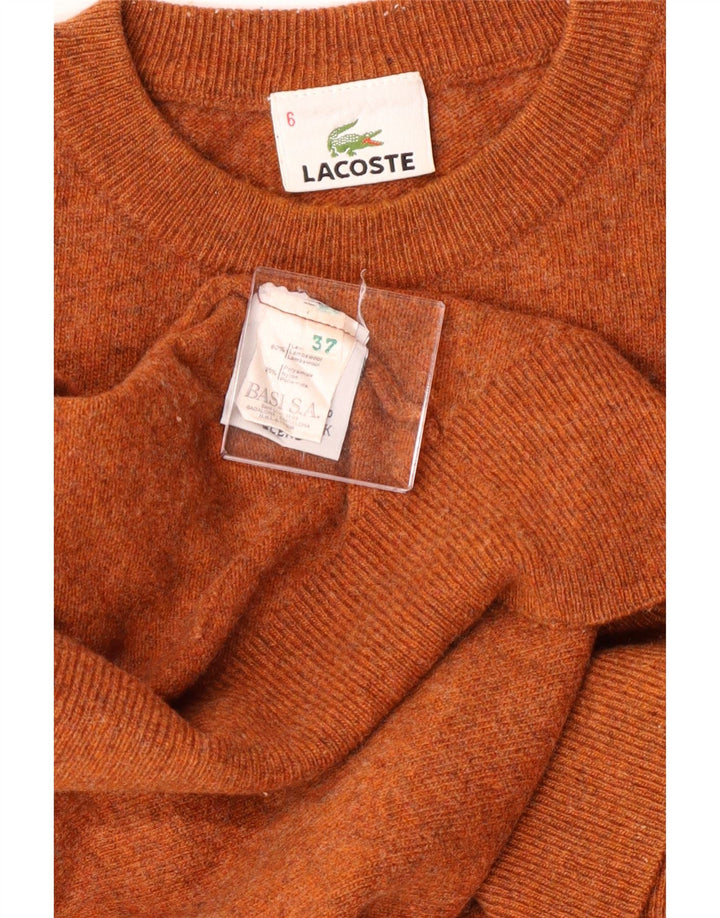 Pulover pentru bărbați Lacoste cu decolteu rotund Mărimea 6 XL Lână de miel maro