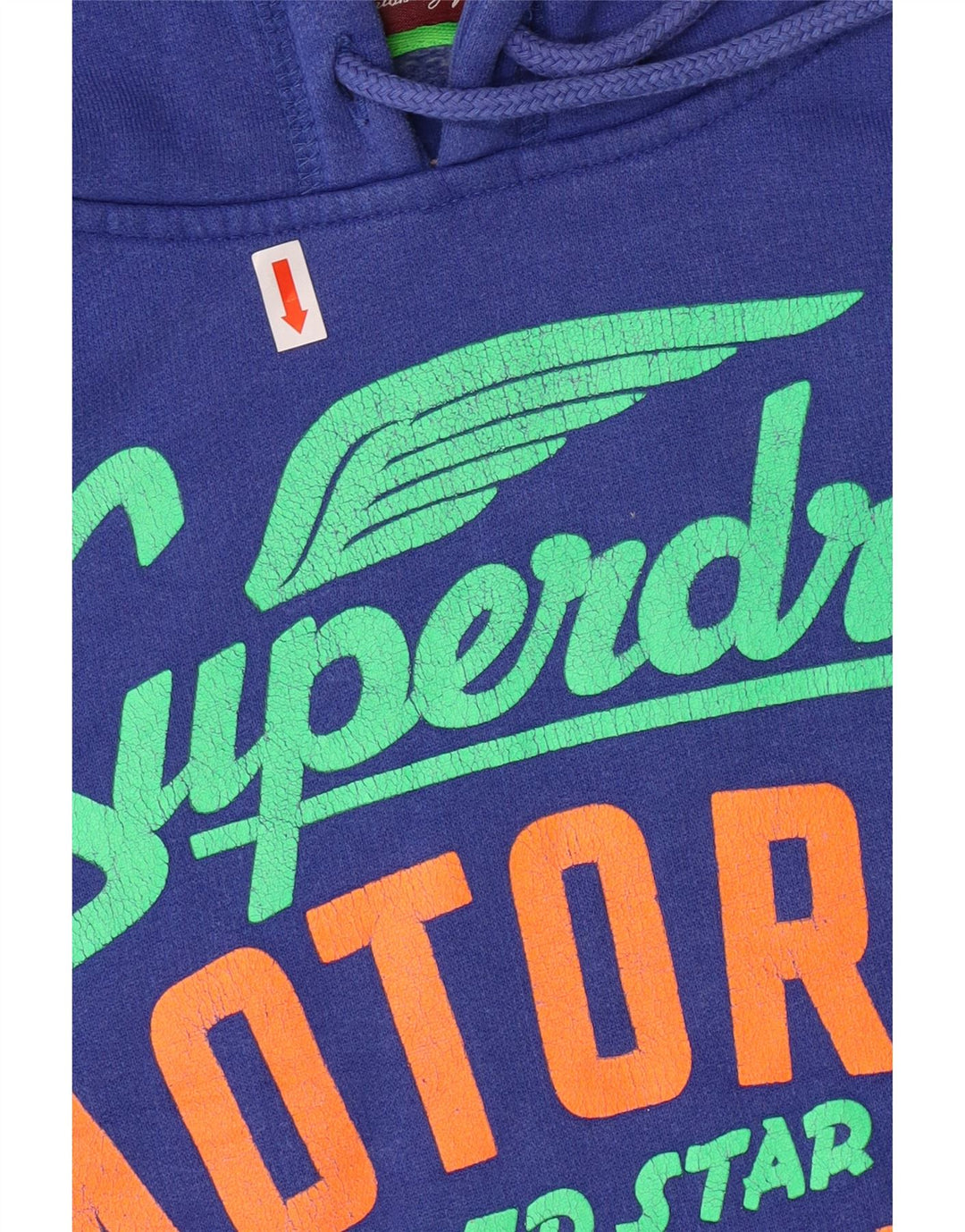 SUPERDRY Pulover cu glugă cu grafic pentru femei UK 10 Small Blue Bumbac