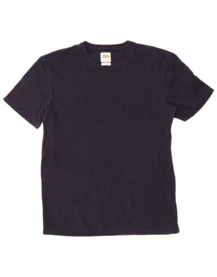 Tricou pentru bărbați Zara Slim Fit Top mediu din bumbac bleumarin