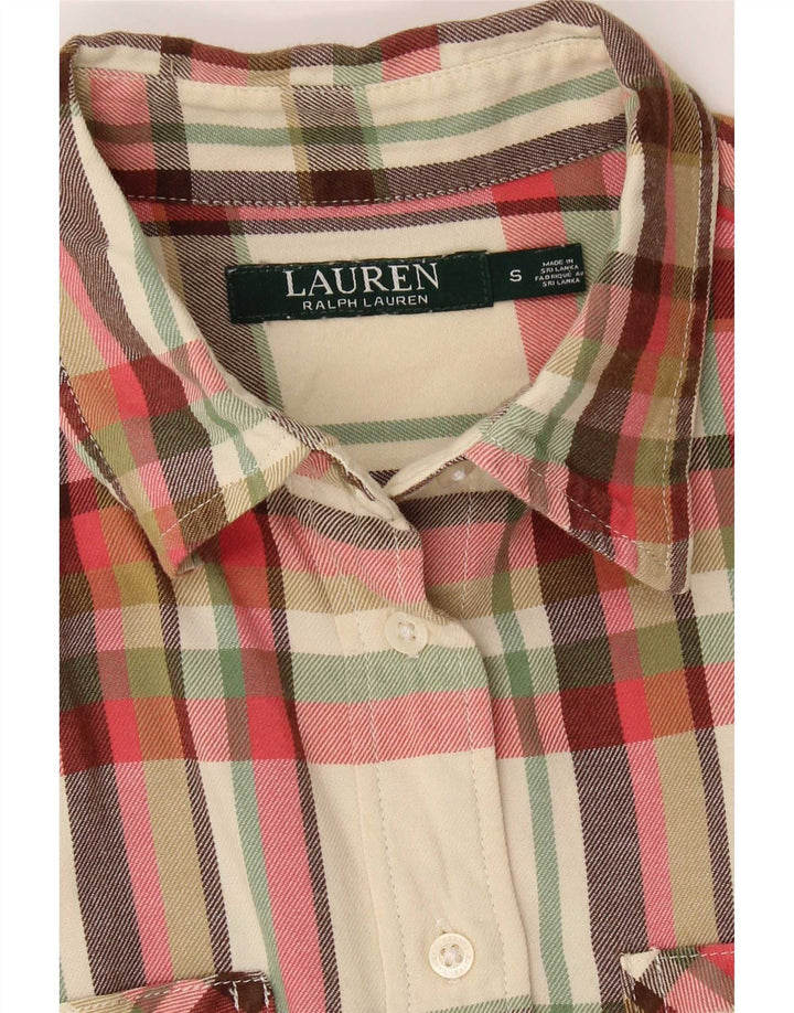 Cămașă de flanel pentru femei Ralph Lauren UK 10 mic, alb negru