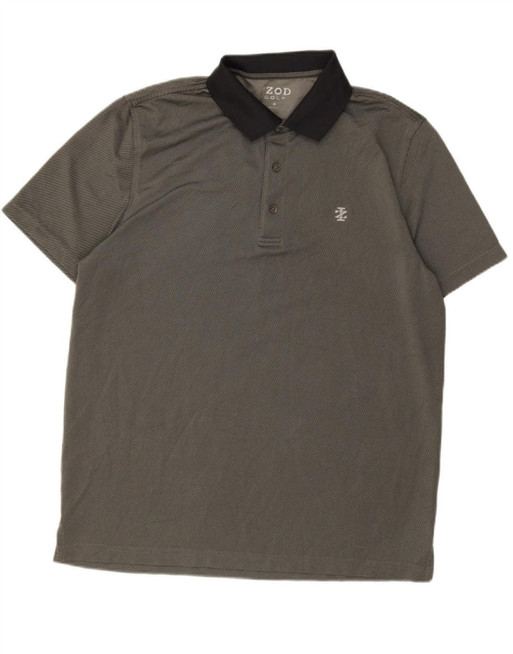 IZOD Mens Golf Polo Shirt Medium Grey Striped