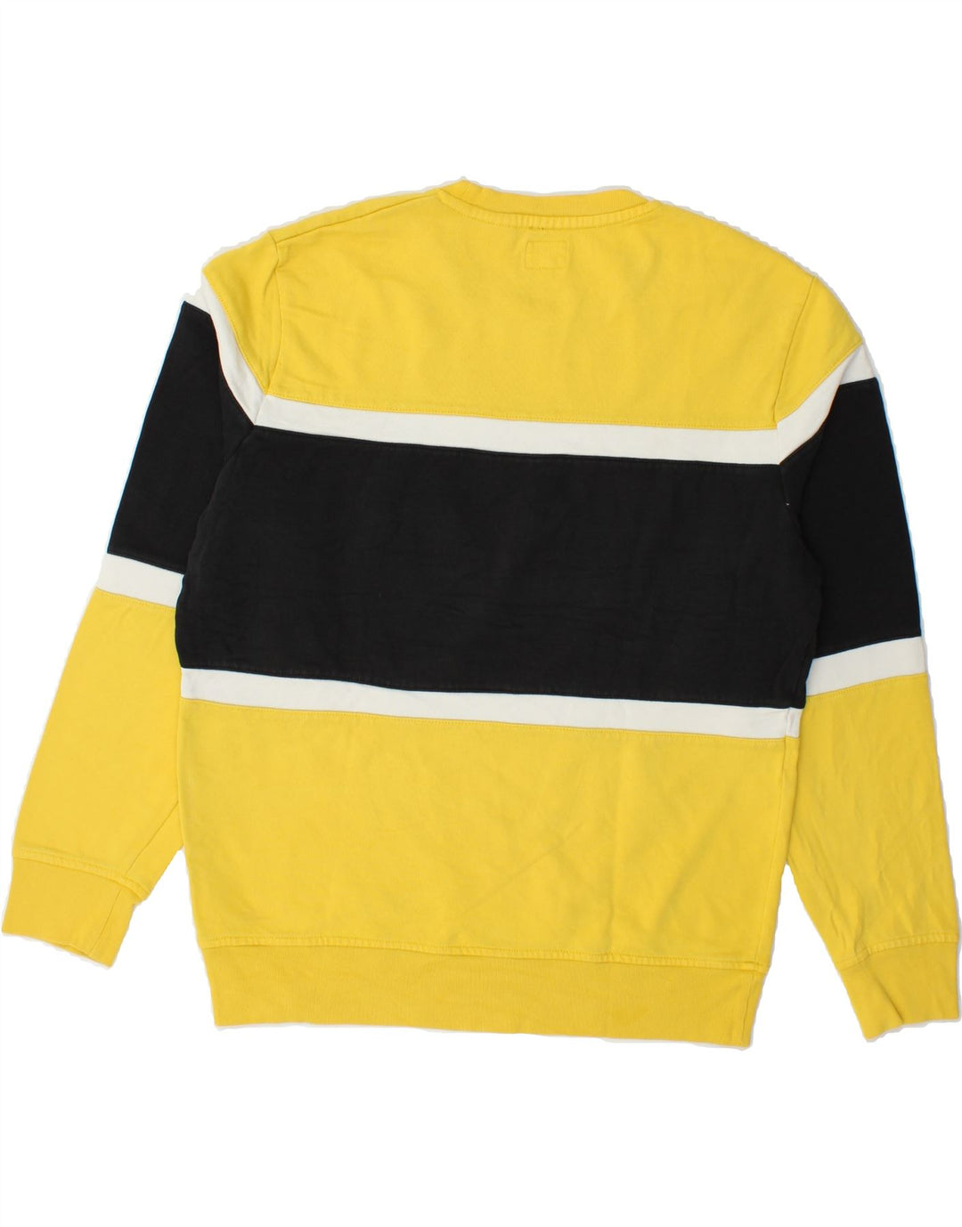 LEVI'S Mens Graphic Sweatshirt Jumper Medium Yellow Colourblock Cotton Vintage Levi's and Second-Hand Levi's from Messina Hembry 