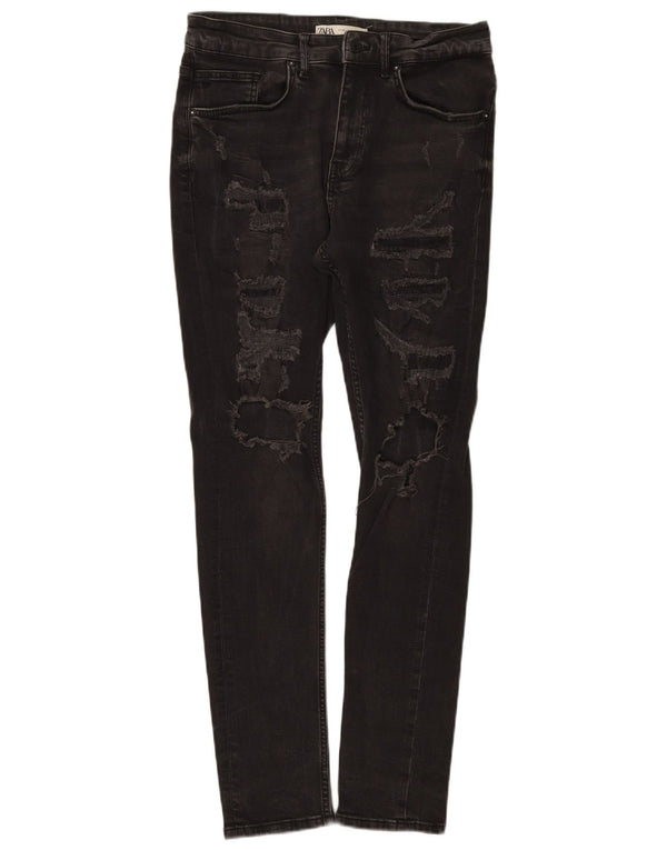 Blugi skinny învechiți pentru bărbați Zara EU 40 Medium L31 L30 Bumbac negru