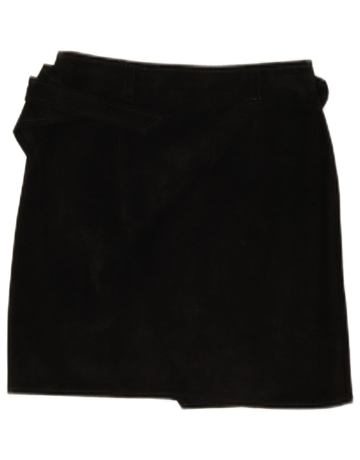 Fusta Wrap din piele intoarsa pentru femei Luna IT 40 Small W26 Piele neagra