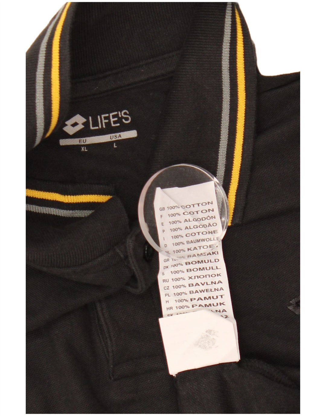 Tricou polo pentru bărbați Lotto cu mânecă lungă, mare, negru