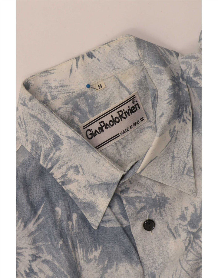 Cămașă vintage pentru bărbați cu mânecă scurtă, albastru mediu Tie Dye