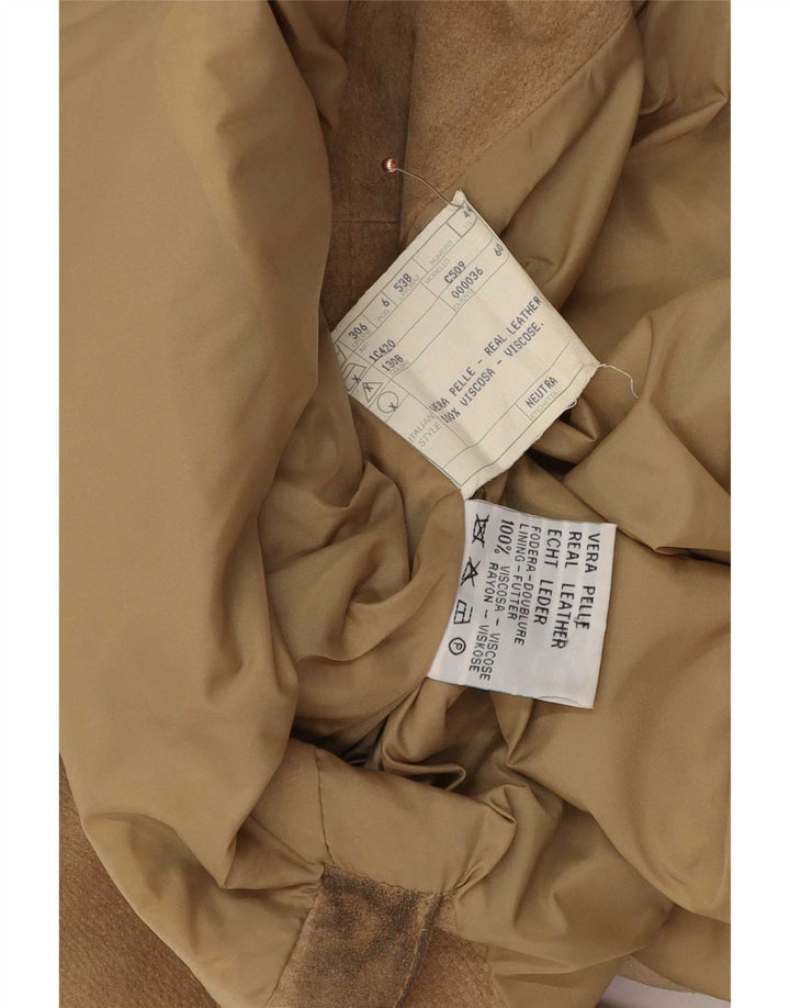 Jachetă Vintage Femei din piele intoarsa cu 3 nasturi IT 44 Medium Beige Piele