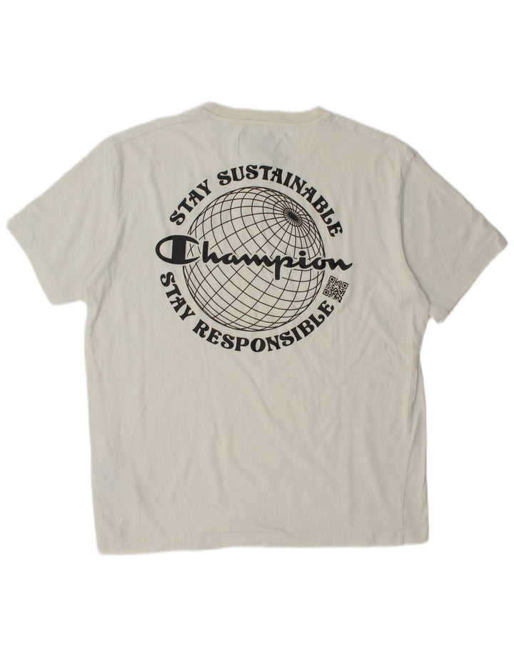 Tricou grafic pentru bărbați CHAMPION Top mare din bumbac alb