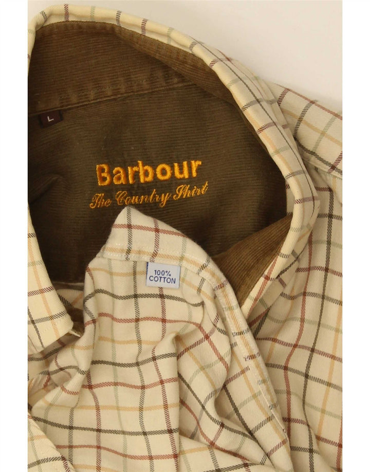 Cămașă de flanel pentru bărbați Barbour, bumbac cu carouri, bej mare