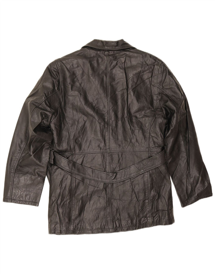 Jachetă de piele vintage pentru femei UK 14 Medium Black Leather