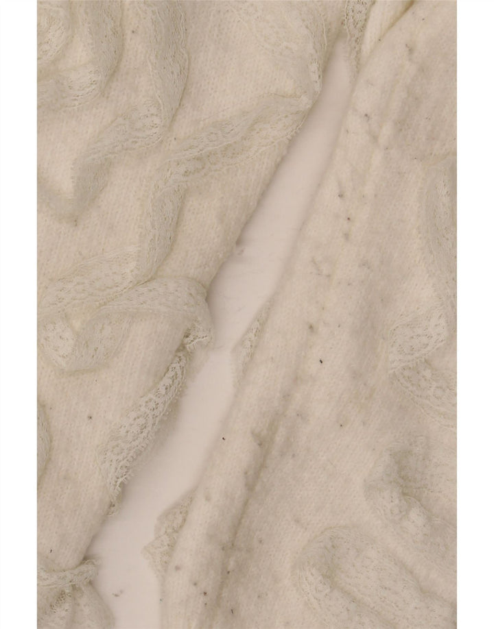 Pulover pentru femeie cu gât de barcă Zara UK 14 Medium White