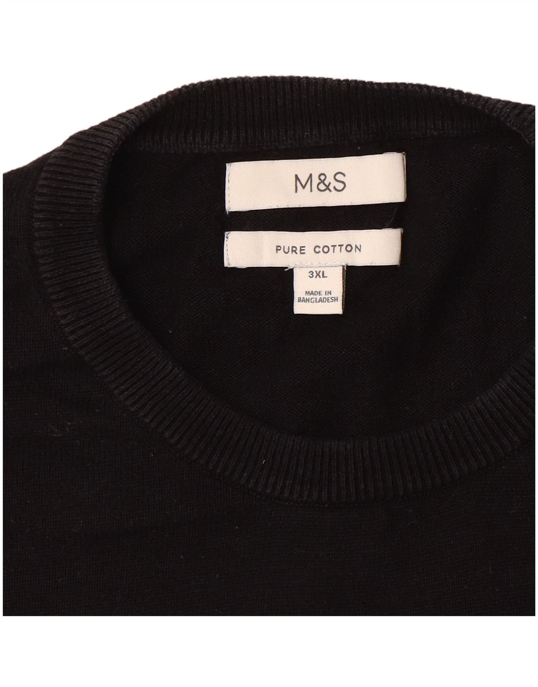 Pulover pentru bărbați Marks & Spencer cu gât crew, bumbac negru 3XL