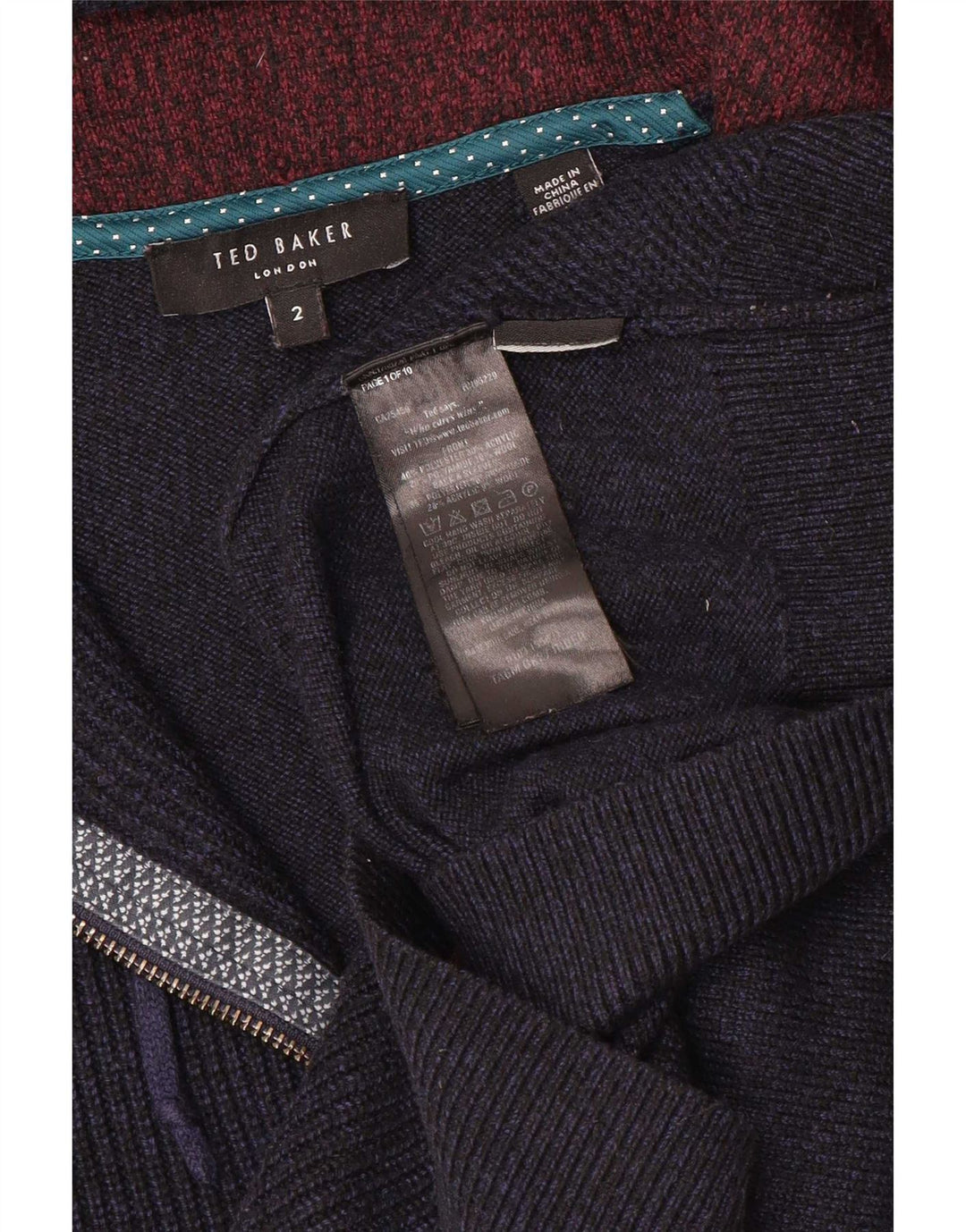 Pulover Ted Baker pentru bărbați, cu glugă, cu fermoar complet, mărimea 2, bleumarin