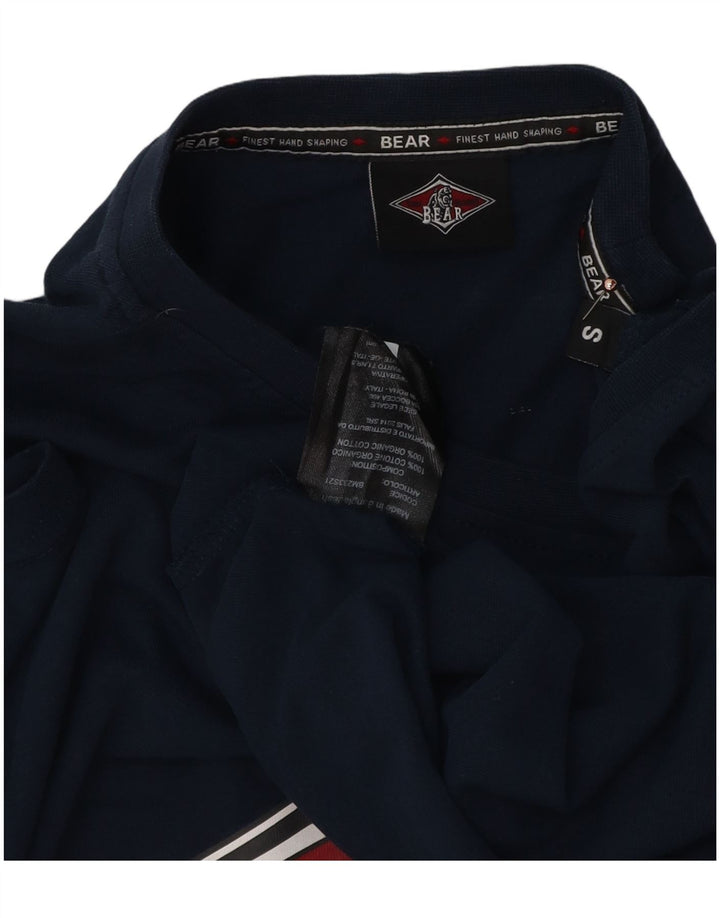 Tricou grafic pentru bărbați Bear Top mic din bumbac bleumarin