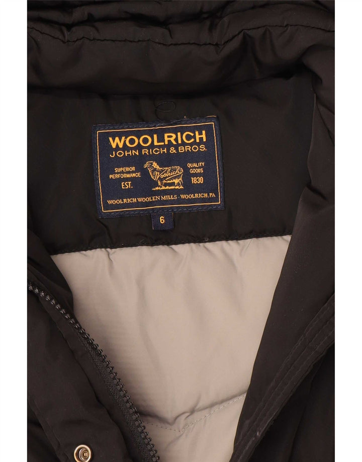 Jachetă căptușită cu glugă Woolrich pentru fete 5-6 ani, neagră