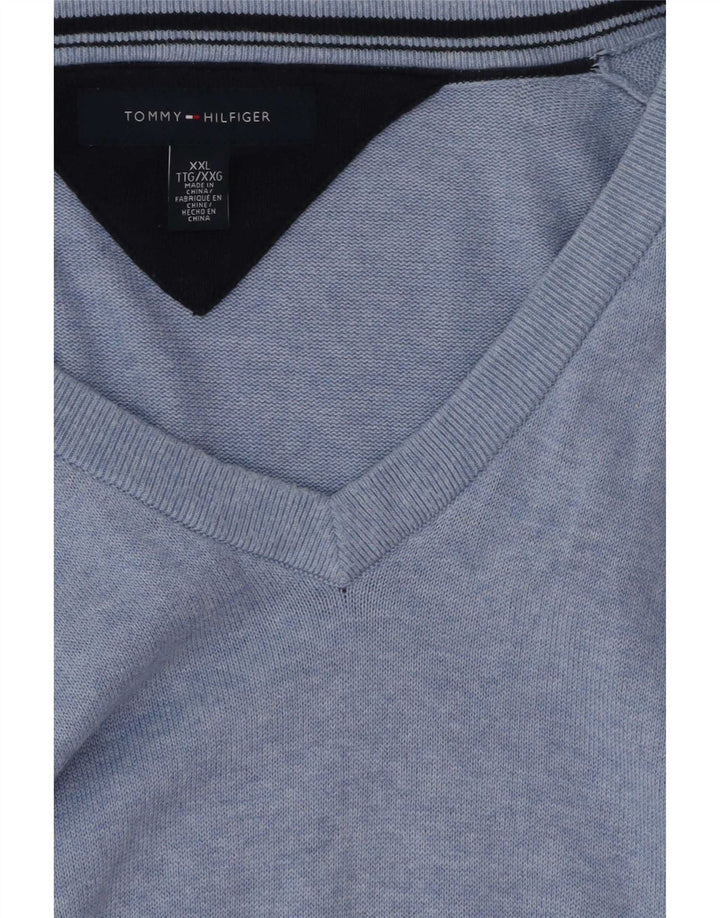 Pulover pentru bărbați Tommy Hilfiger cu decolteu în V, 2XL, albastru