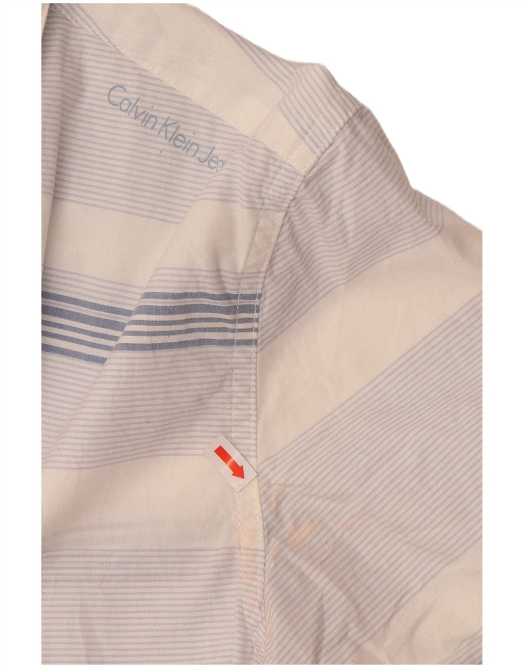 Cămașă cu mânecă scurtă pentru bărbați CALVIN KLEIN JEANS, bumbac cu dungi albastre medii