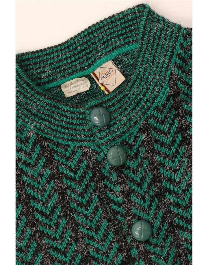 Pulover Cardigan Vintage pentru bărbați, cu croială obișnuită, verde mediu Chevron acrilic