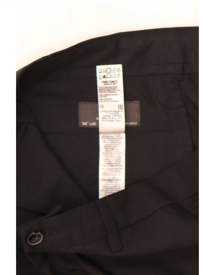 Pantaloni chino pentru bărbați Marks & Spencer, cu ajustare normală, L36 L33, poliester negru
