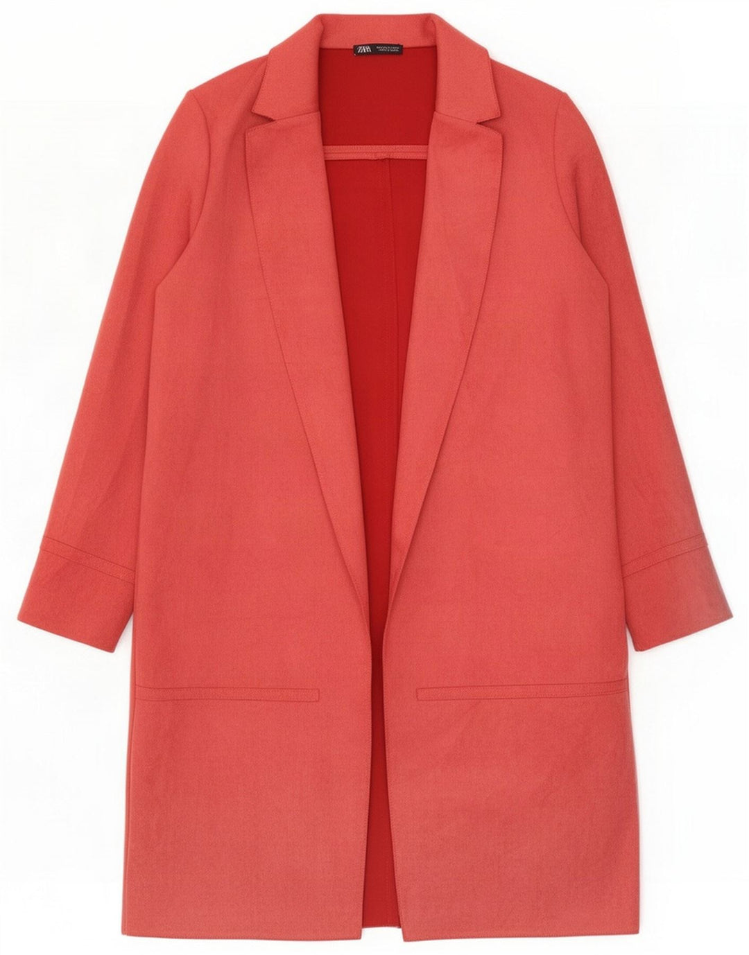 Zara Womens Longline Blazer Jacket UK 12 Large Pink Poliester