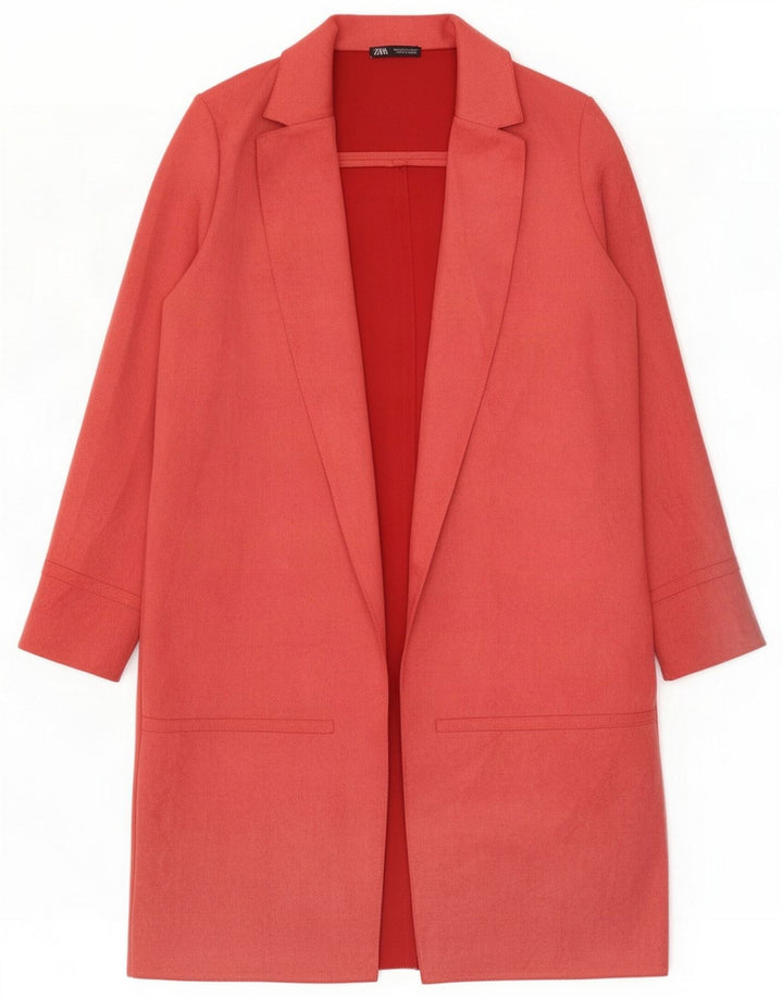 Zara Womens Longline Blazer Jacket UK 12 Large Pink Poliester