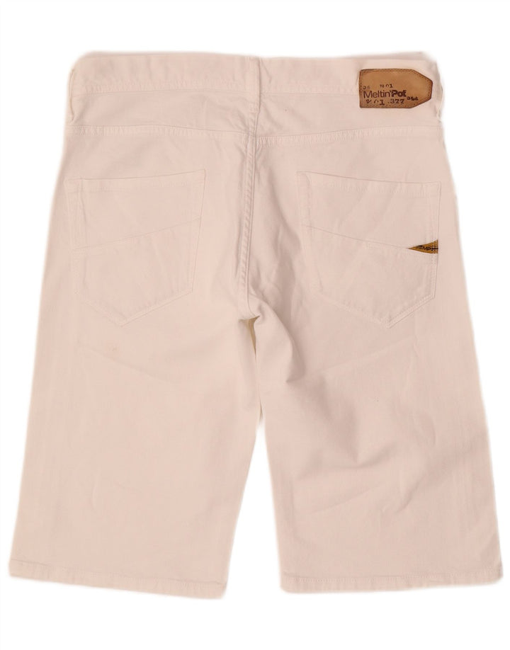 Meltin' Pot Pantaloni scurți din denim pentru bărbați W34, mare, alb, bumbac