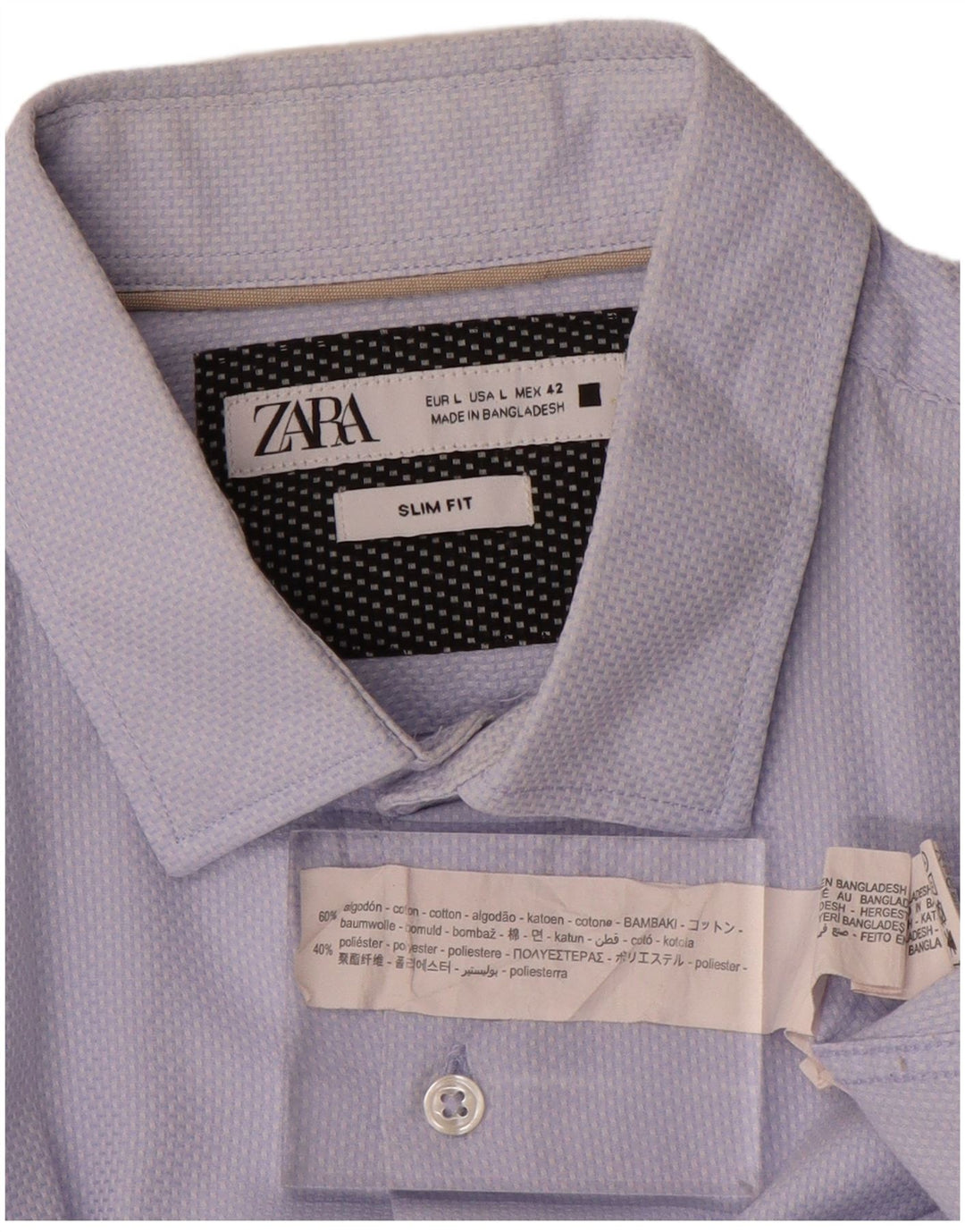 Cămașă pentru bărbați Zara Slim Fit, mare, albastru, bumbac