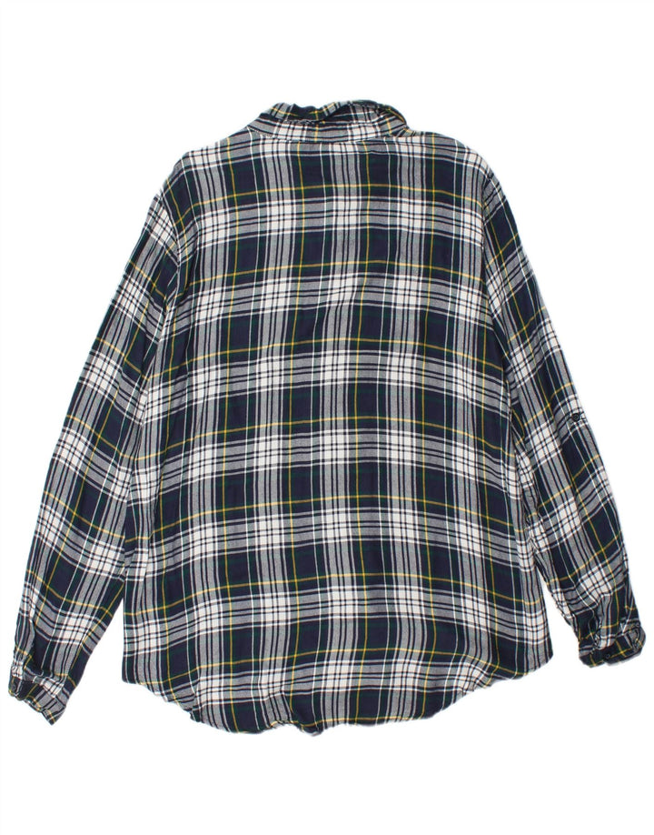 Cămașă de flanel pentru femei EDDIE BAUER UK 18 XL Viscoză cu carouri bleumarin