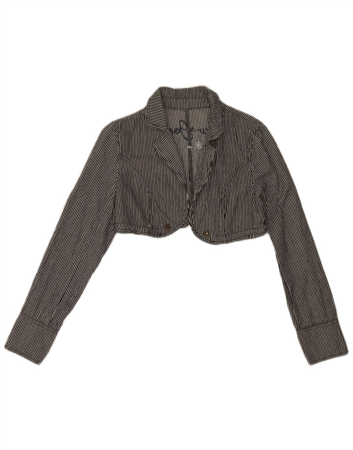 Desigual Womens Open Bolero Jacket UK 12 Medium Bleumarin cu dungi