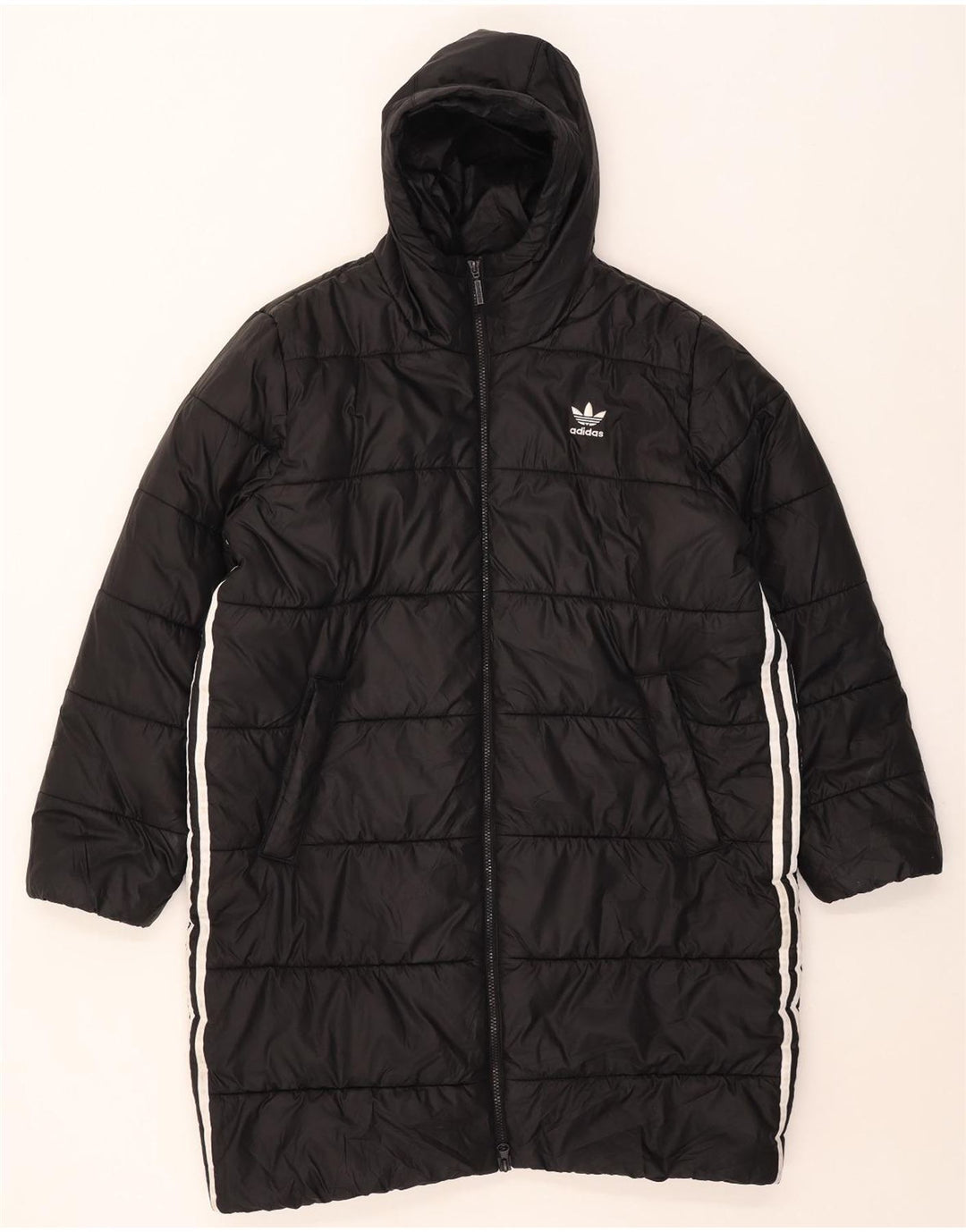 Palton căptușit cu glugă Adidas pentru femei Marea Britanie 16/18 Poliester negru mare