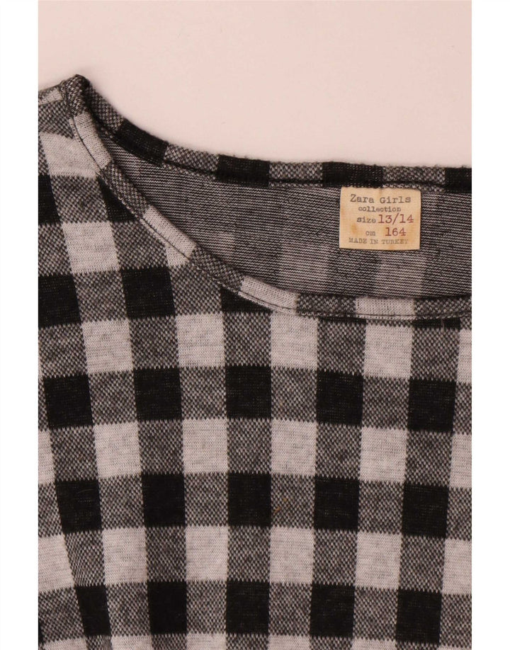 Rochie de bază cu mânecă lungă Zara fete 13-14 ani, negru, vichy