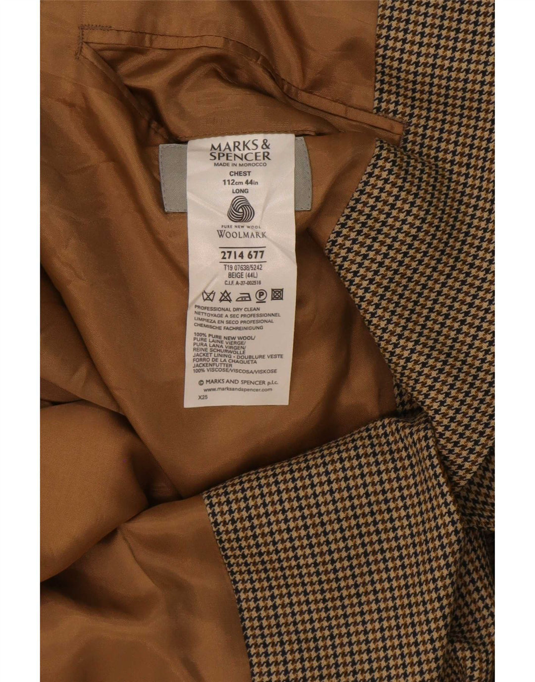 Jachetă pentru bărbați Marks & Spencer, lungă cu 2 nasturi, UK 44 XL, bej, picioare de găină