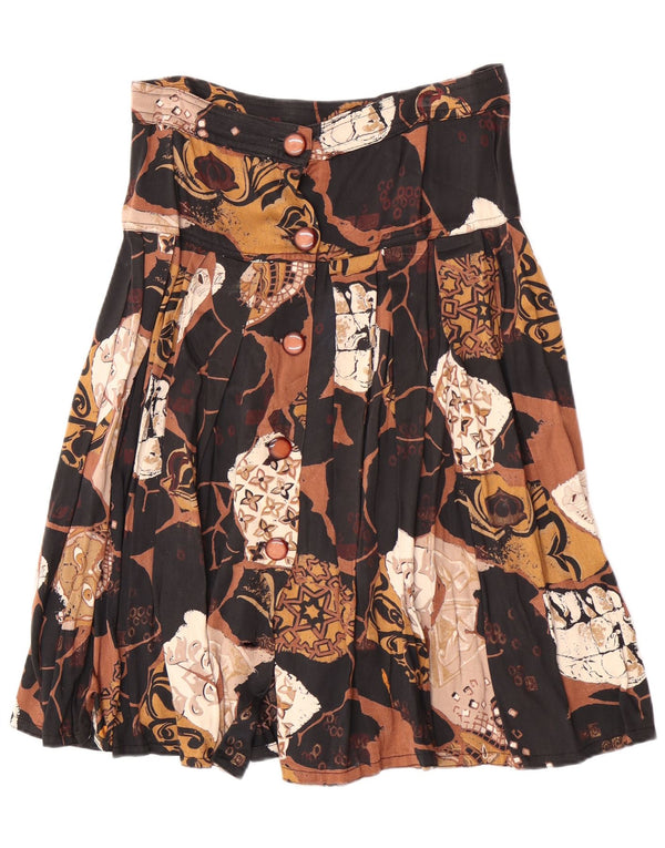 Vintage Fusta midi plisată pentru femei Medium W28 Brown Retro