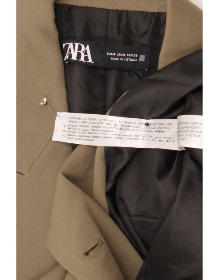 Jachetă Blazer pentru femei Zara, cu două piept, UK 14 Medium Kaki Poliester