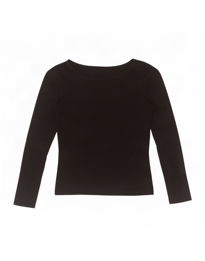 Crop Top pentru femei Zara cu mânecă lungă UK 12 Medium Black Rayon