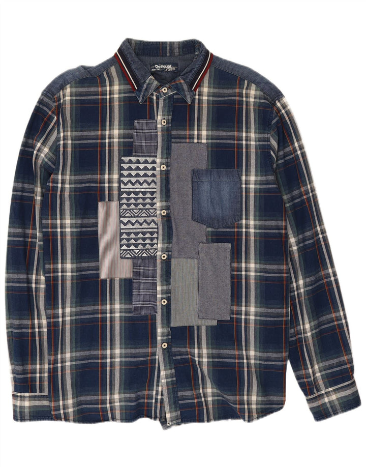 Cămașă Desigual pentru bărbați 2XL, bumbac cu carouri bleumarin